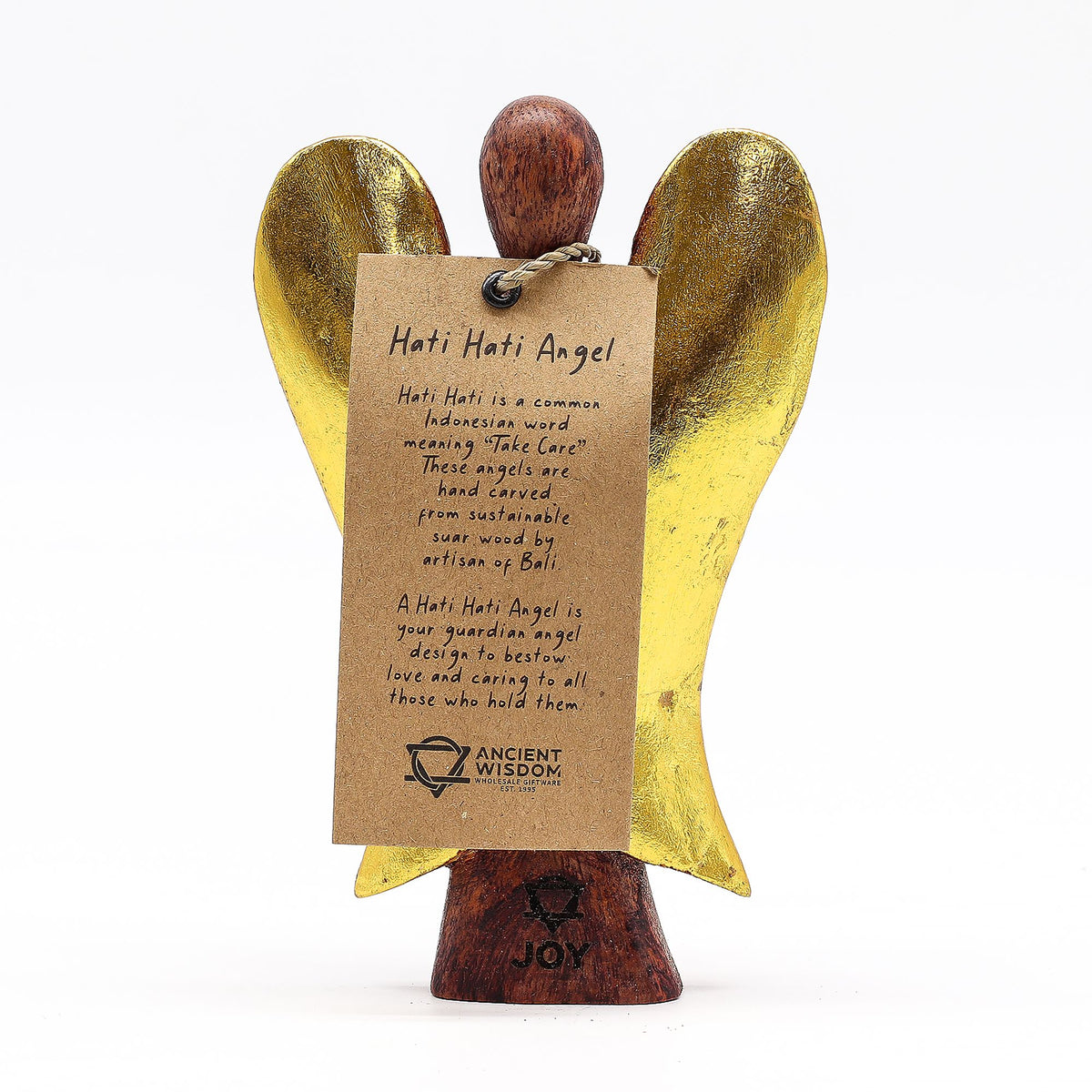 Hati-Hati-ängel i trä – glädje, 15 cm