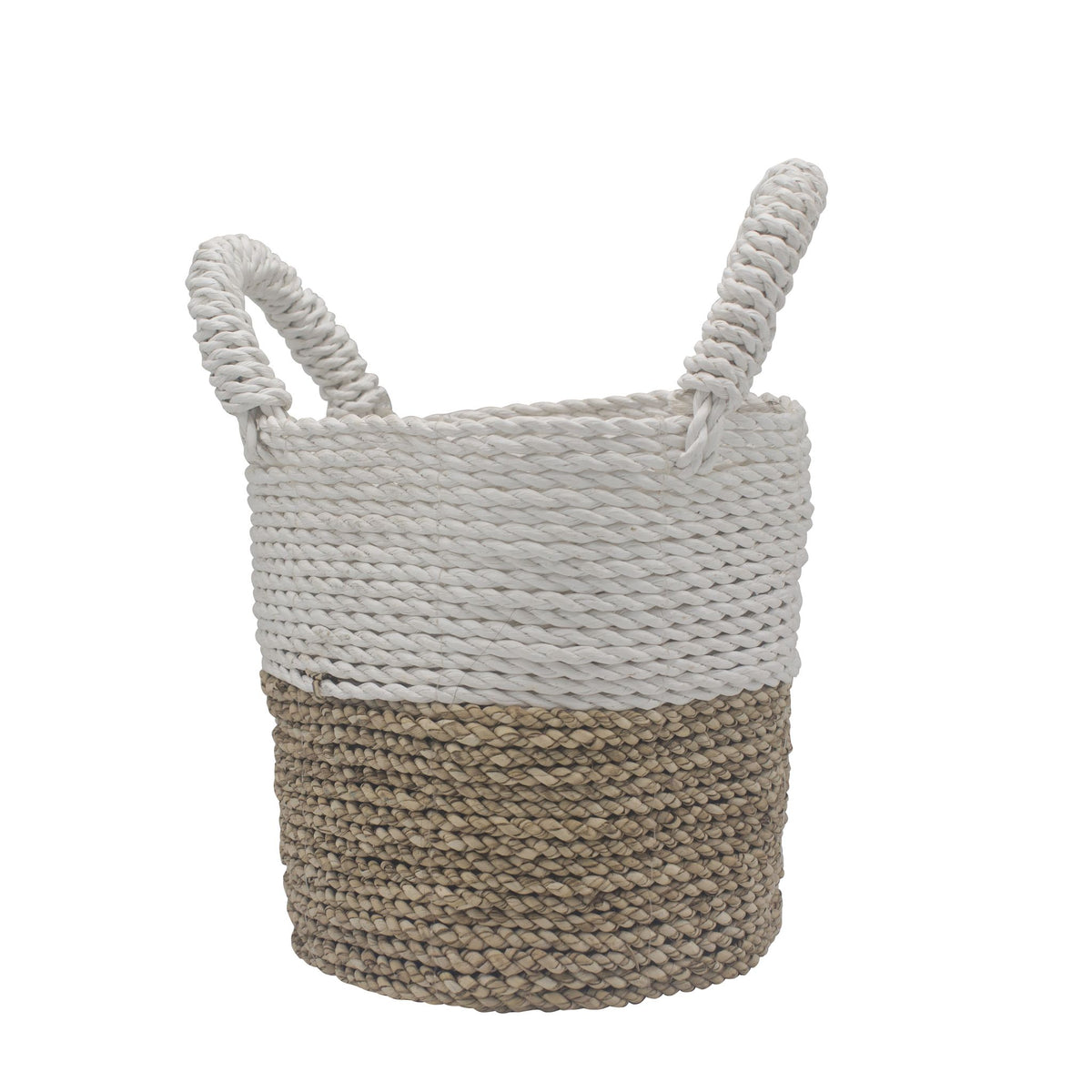 Förvaringskorgar i sjögräs – natur/vitt set