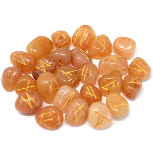 Runset i gul aventurin – 25 stenar i påse