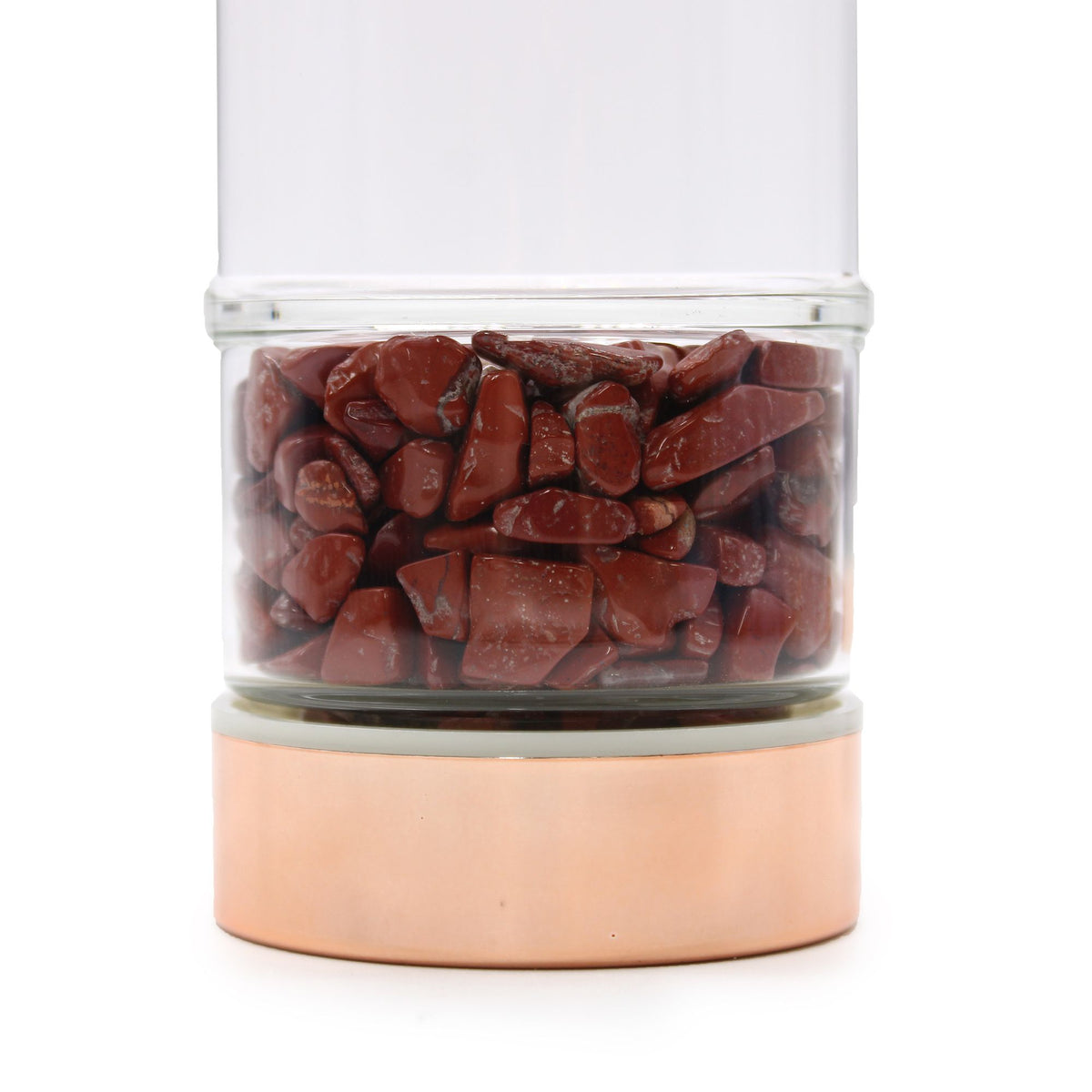 Teflaska i glas med tesil – röd jaspis, 500 ml