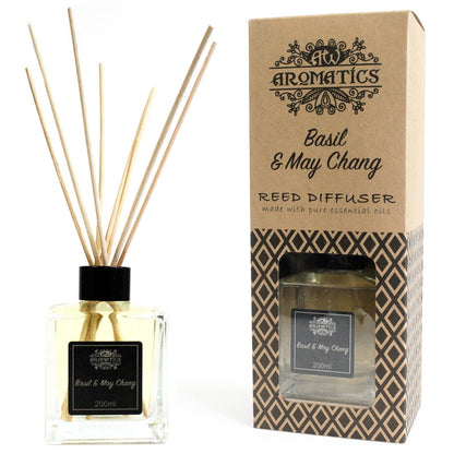 Doftpinnar med eteriska oljor – Basilika & may chang, 200 ml