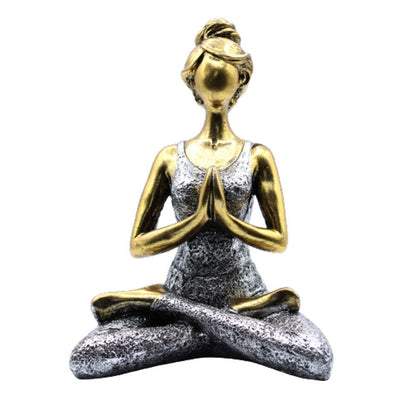 Yogafigur i sittande ställning – brons och silver, 24 cm