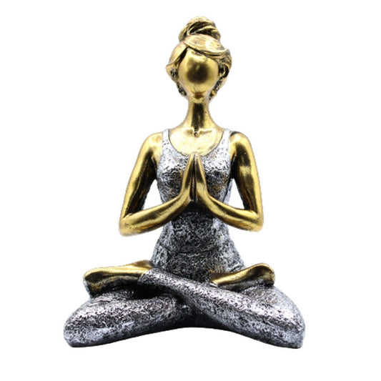Yogafigur i sittande ställning – brons och silver, 24 cm