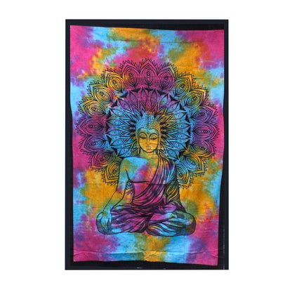 Väggtextil och överkast – mediterande buddha, 130 × 200 cm