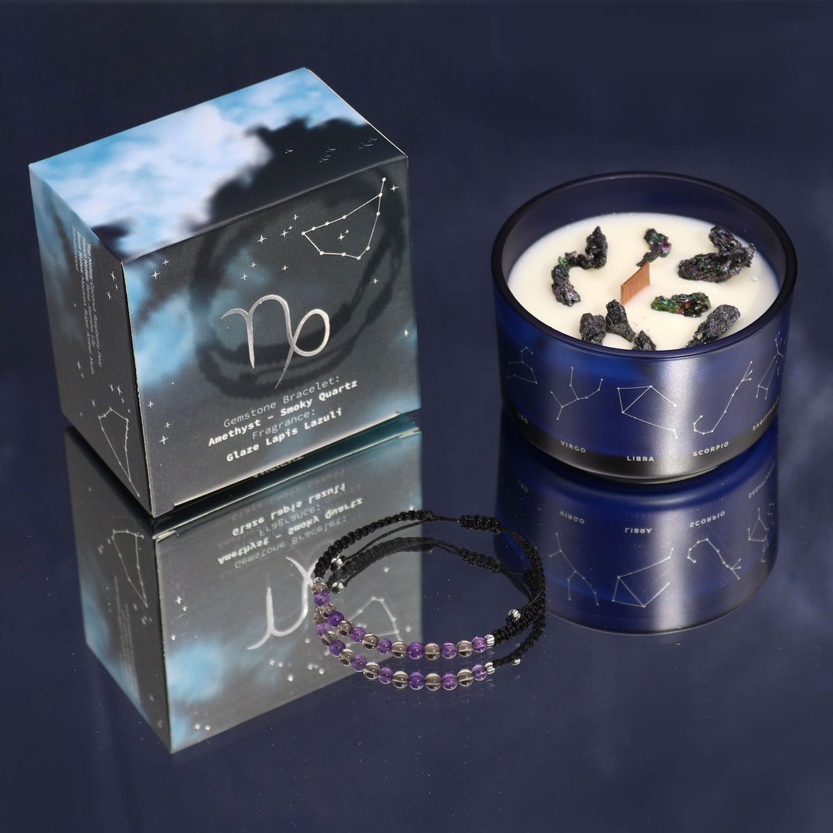 Zodiakljus med kristallarmband – Stenbocken
