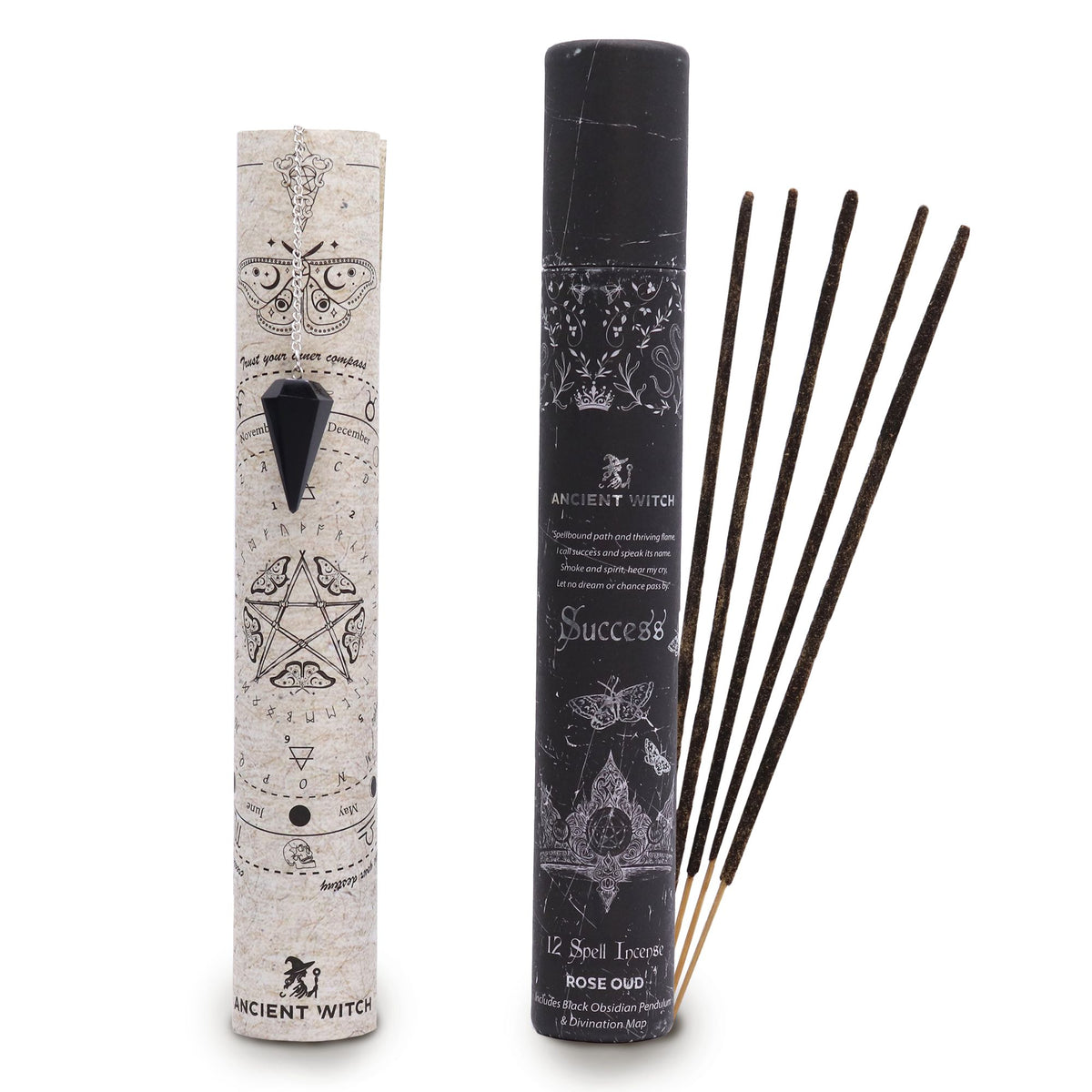 Ancient Witch ritualrökelse – Framgång + obsidianpendel