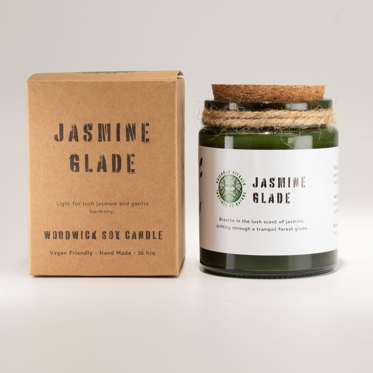 Greenman sojavaxljus med träveke – Jasmine Glade