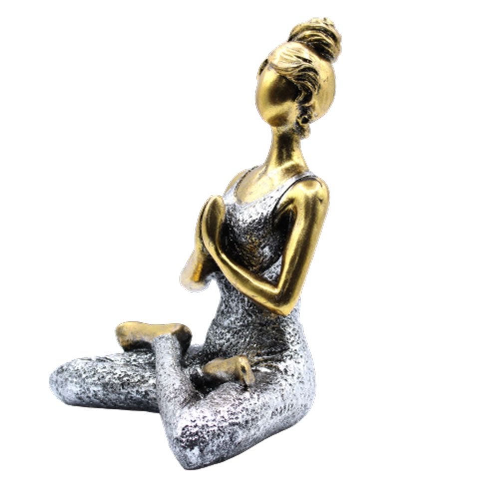 Yogafigur i sittande ställning – brons och silver, 24 cm