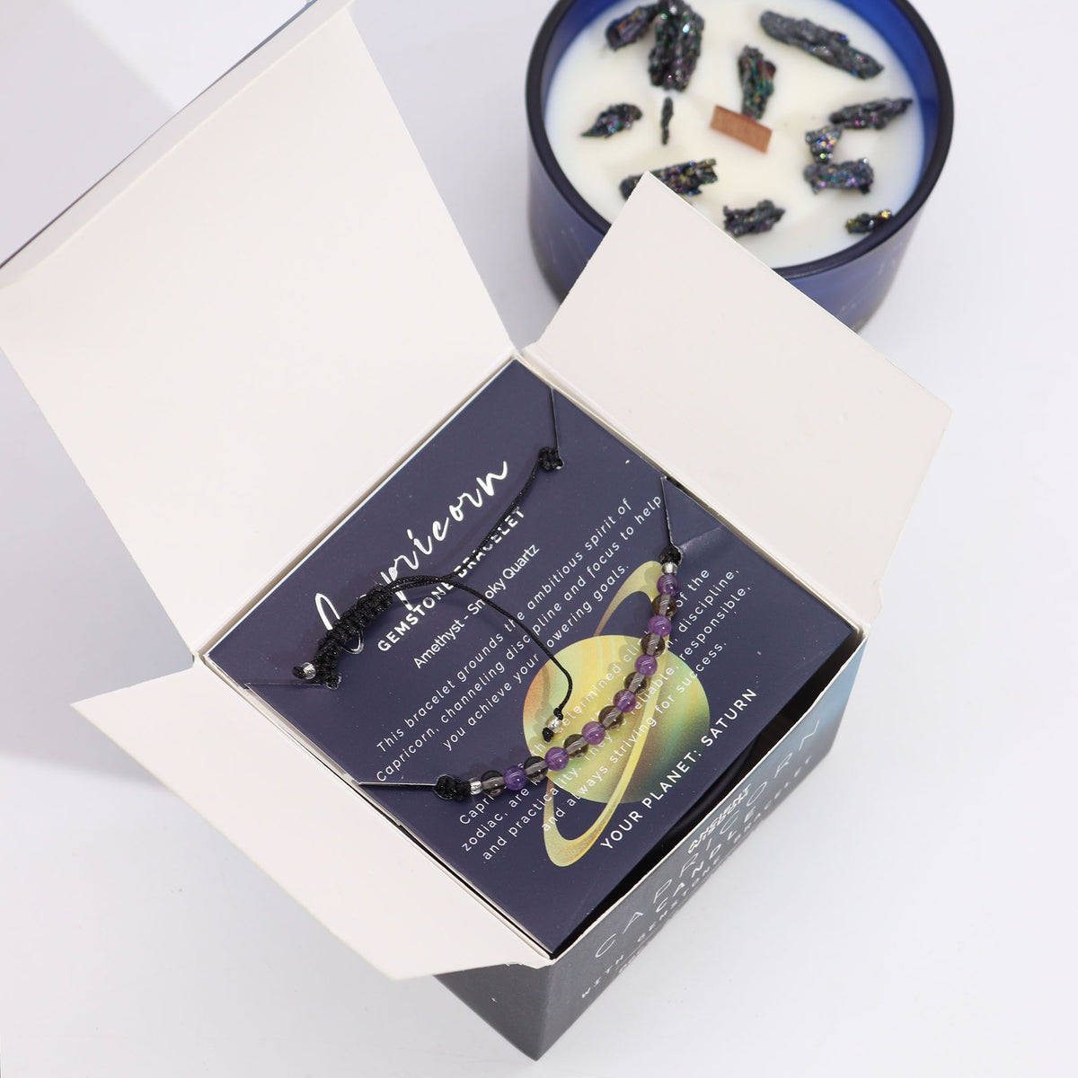 Zodiakljus med kristallarmband – Stenbocken