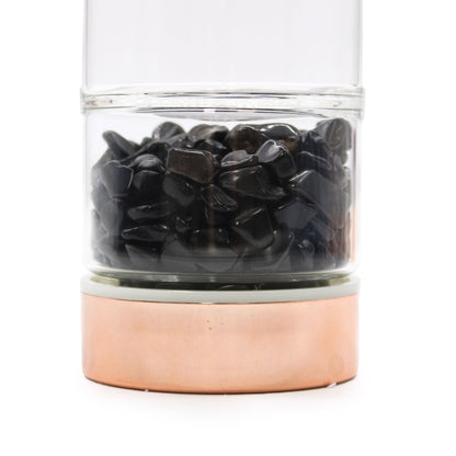 Teflaska i glas med tesil – svart onyx, 500 ml