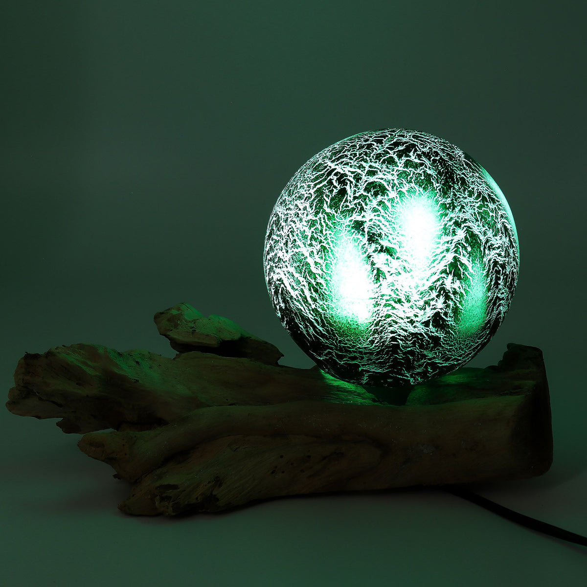 DriftGlow-bordslampa – smaragdgrön krackelering