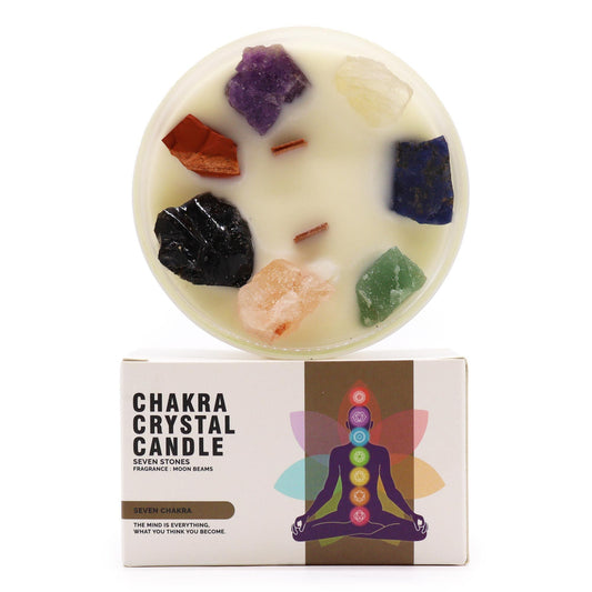 Chakraljus med kristaller – Sju chakra, sju olika chakrastenar
