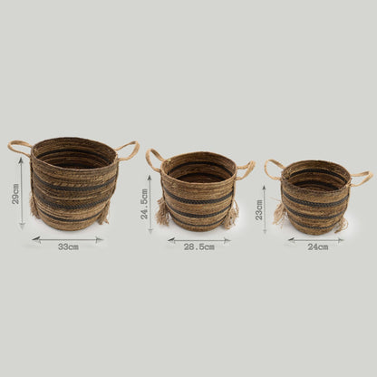 Stora förvaringskorgar i bananblad/sjögräs – brun, 3-pack