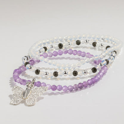 Kristallarmband-set Full Moon – 3 elastiska armband