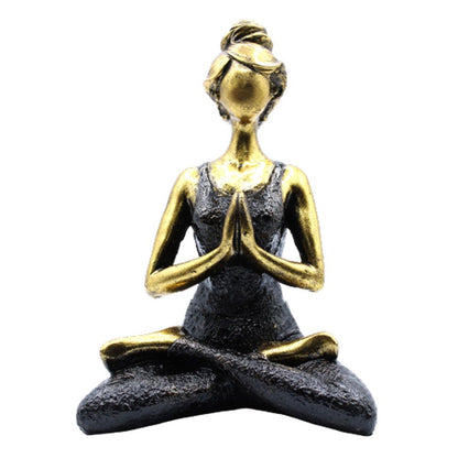 Yogafigur i sittande ställning – brons och svart, 24 cm