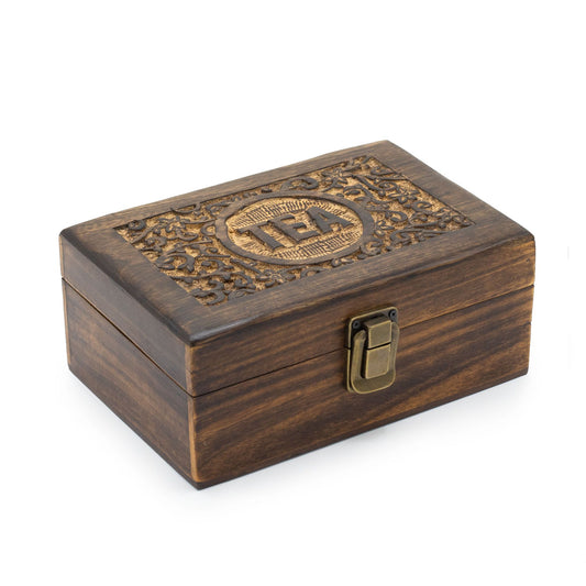 Teask i mangoträ – 6 fack, 23 × 15 × 9,5 cm