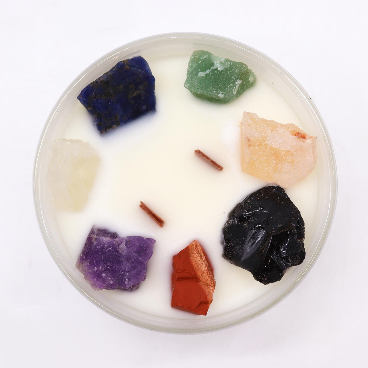 Chakraljus med kristaller – Sju chakra, sju olika chakrastenar