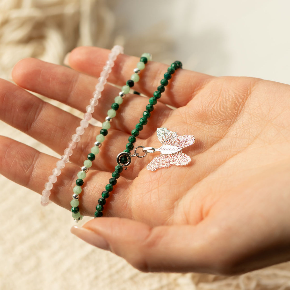 Kristallarmband-set Forest Spirit – 3 elastiska armband