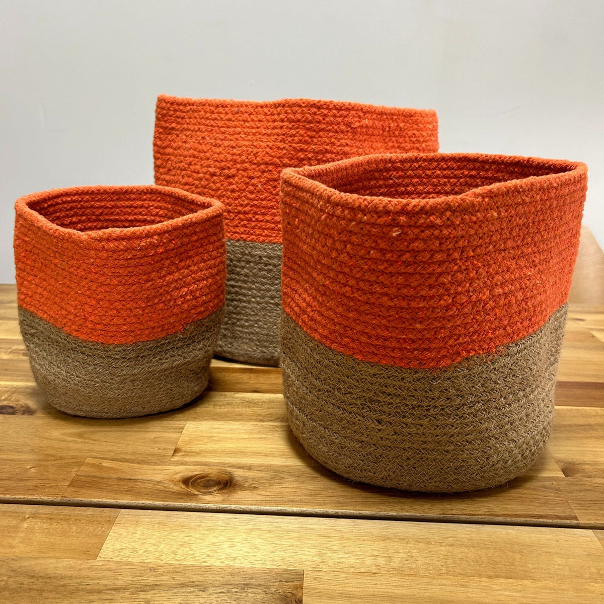 Förvaringskorgar av bomullsrep – orange, 3-pack