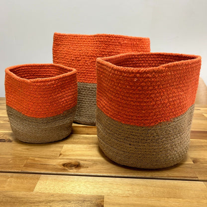 Förvaringskorgar av bomullsrep – orange, 3-pack