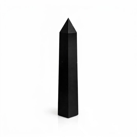 Sexsidig obelisk i svart turmalin – ca 17 cm