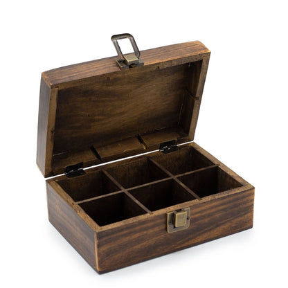 Teask i mangoträ – 6 fack, 23 × 15 × 9,5 cm