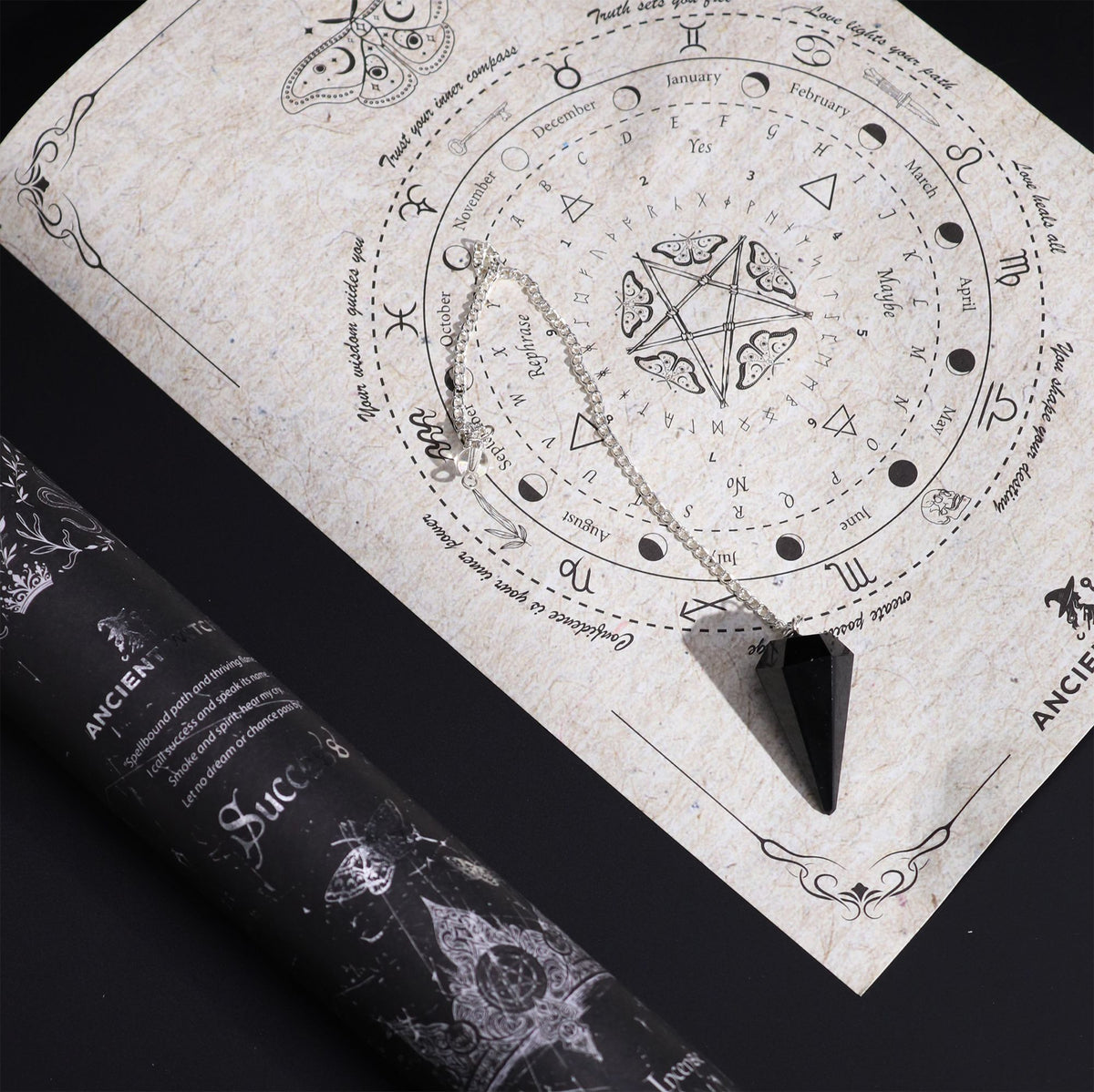 Ancient Witch ritualrökelse – Framgång + obsidianpendel