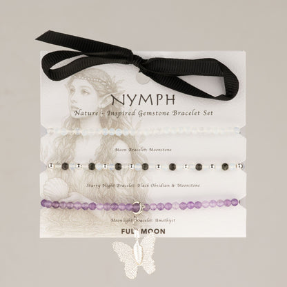 Kristallarmband-set Full Moon – 3 elastiska armband
