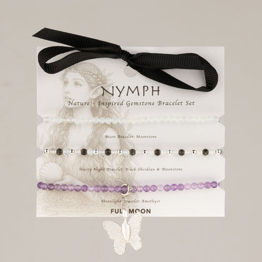 Kristallarmband-set Full Moon – 3 elastiska armband