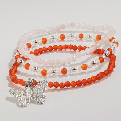 Kristallarmband-set Love & Flame – 3 elastiska armband
