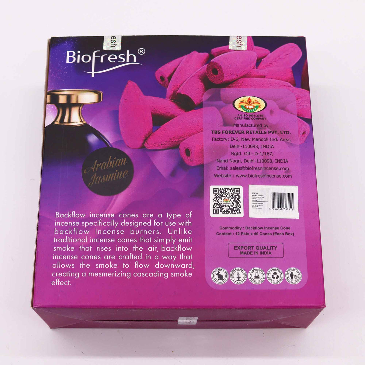Biofresh backflow-rökelsekoner – Arabisk jasmin, 40 st