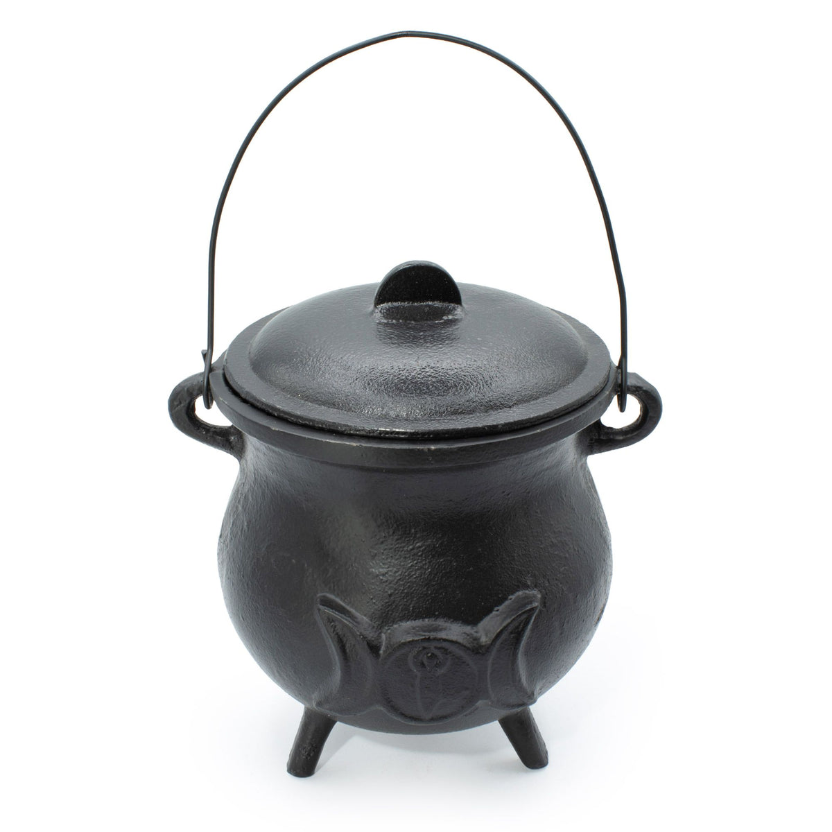 Stor ritualkittel i gjutjärn – Triple Moon, 23 × 18 cm, minst 4 kg