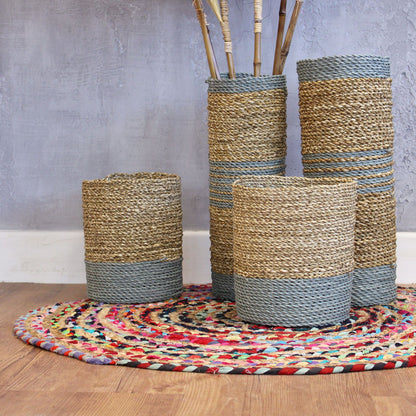 Förvaringsset i sjögräs och raffia – 4 delar