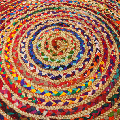 Rund matta – jute och bomull, Ø 120 cm