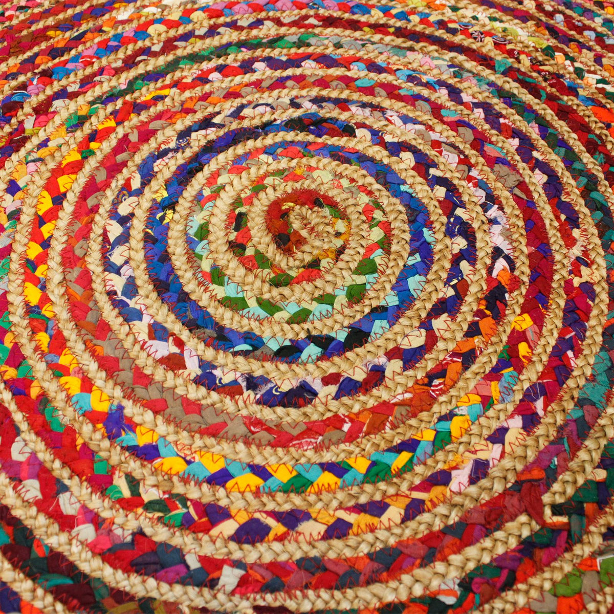 Rund matta – jute och bomull, Ø 150 cm