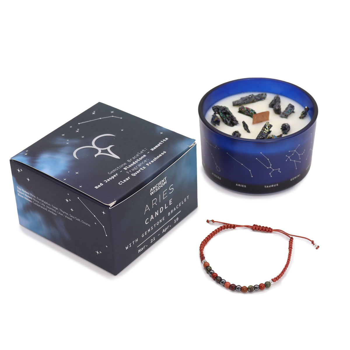 Zodiakljus med kristallarmband – Väduren