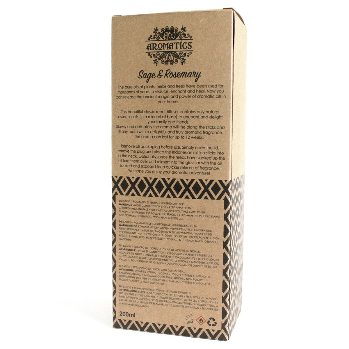 Doftpinnar med eteriska oljor – Salvia & rosmarin, 200 ml