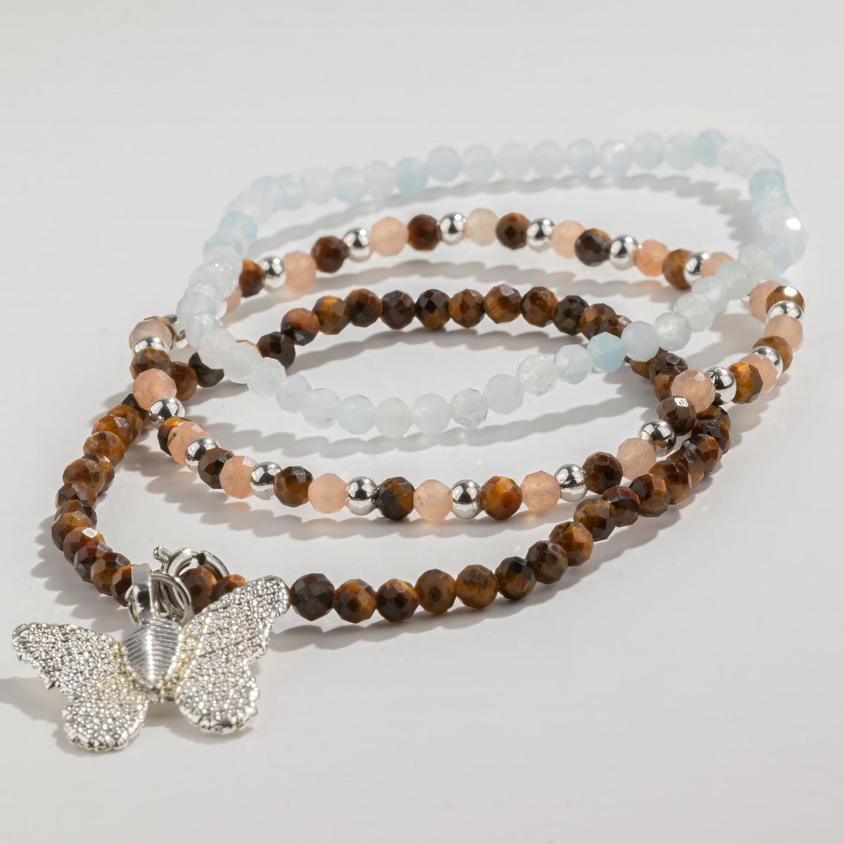 Kristallarmband-set Sea Sunset – 3 elastiska armband