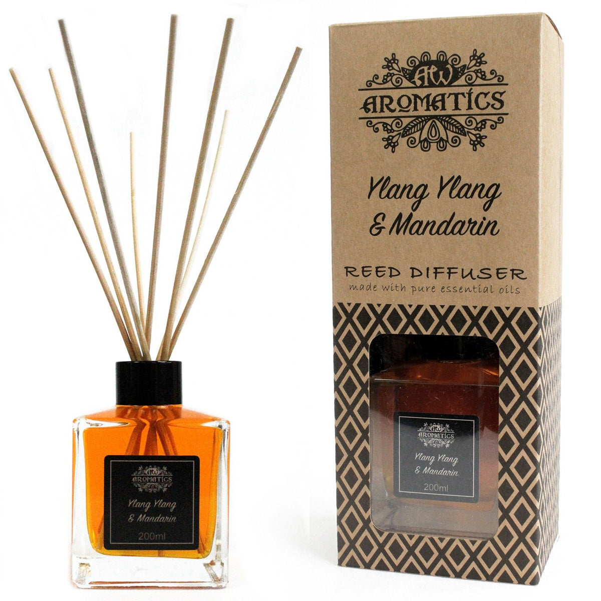 Doftpinnar med eteriska oljor – Ylang ylang & mandarin, 200 ml