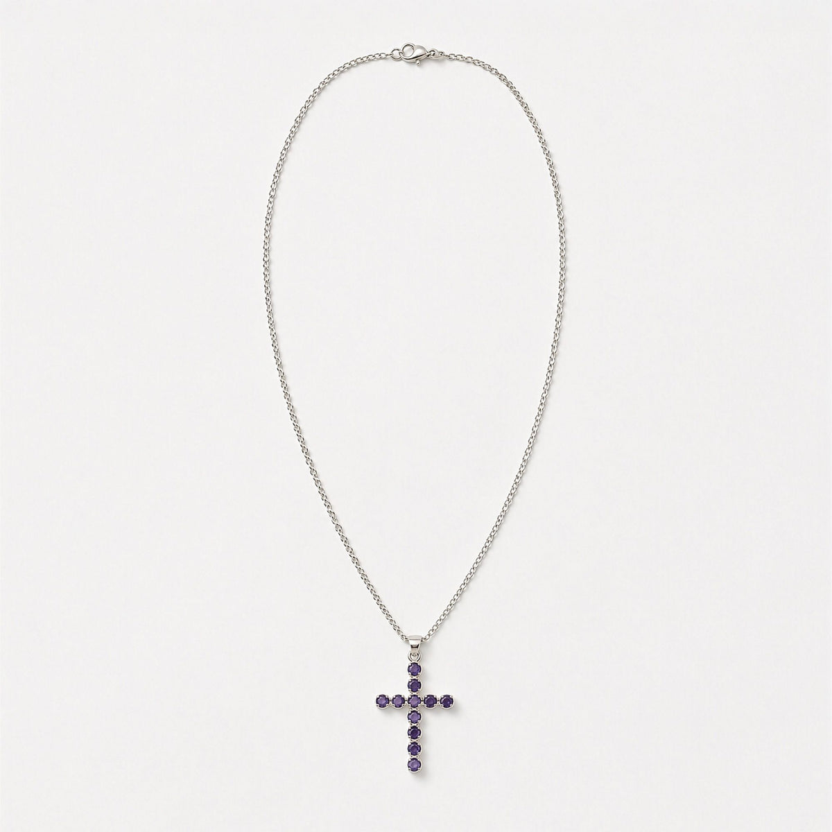 Halsband med kors och ionit – silverfärgad kedja