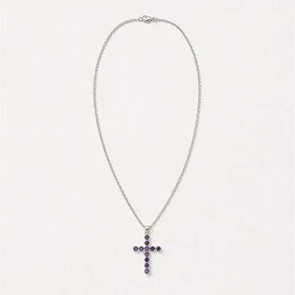 Halsband med kors och ionit – silverfärgad kedja