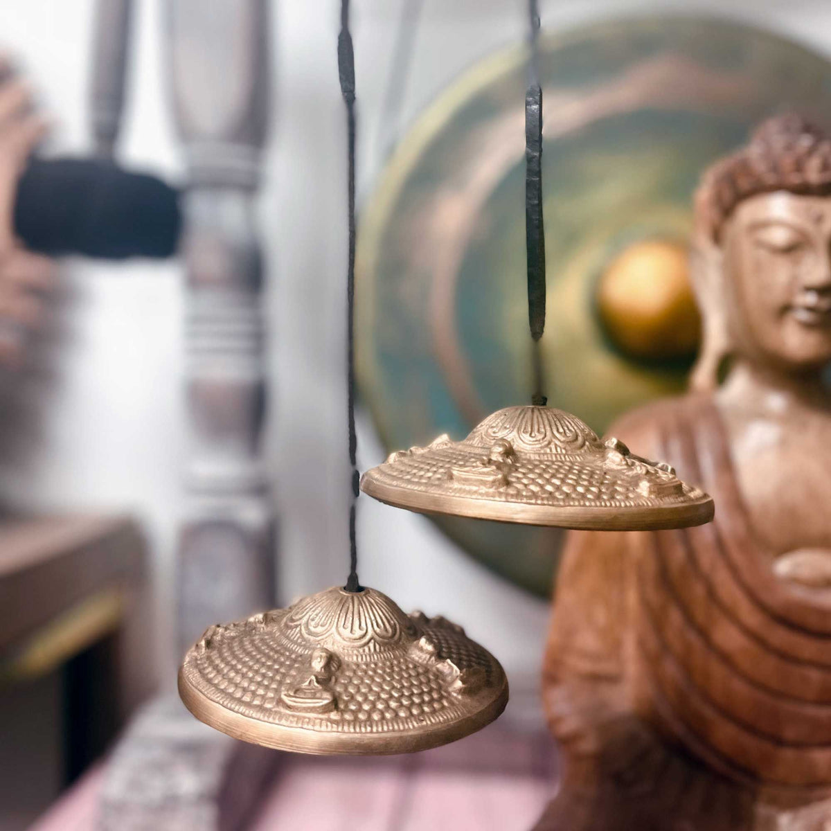 Tingsha – Fem Buddha, ca 9,5 cm