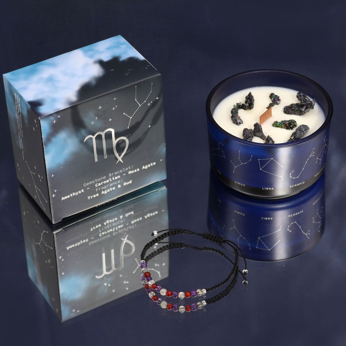Zodiakljus med kristallarmband – Jungfrun
