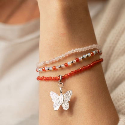 Kristallarmband-set Love & Flame – 3 elastiska armband