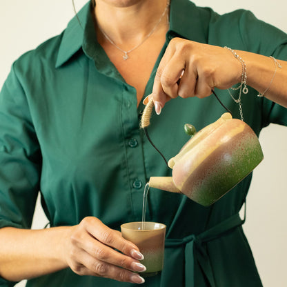 Teservis i Kyusu-stil – tekanna och 4 koppar