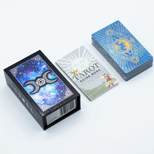Tarotkort – Moon Face i blå folie + guidebok