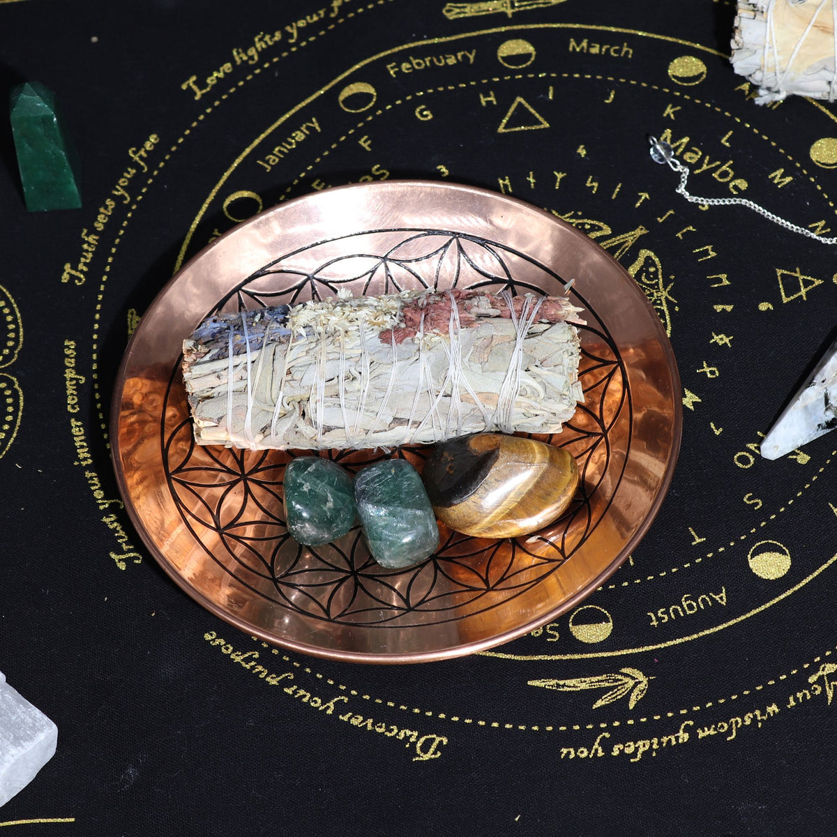 Offer- och smudgebricka i koppar – Flower of Life