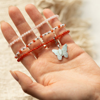 Kristallarmband-set Love & Flame – 3 elastiska armband