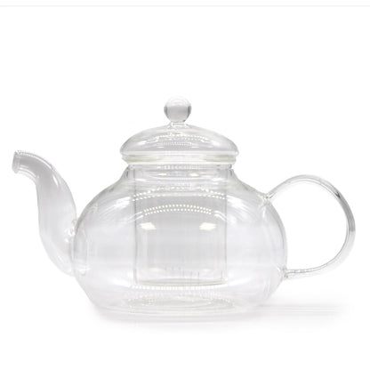 Tekanna i glas med tesil – rund, 800 ml