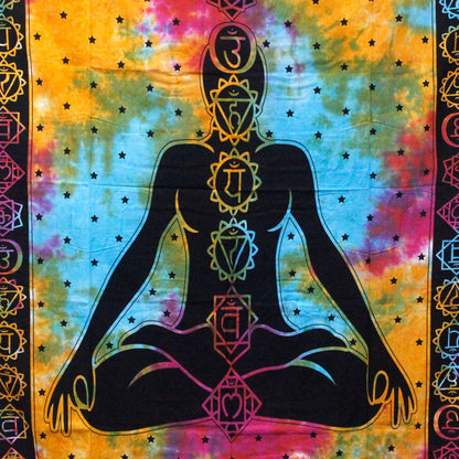 Väggtextil och överkast – buddha med chakramotiv, 230 × 200 cm